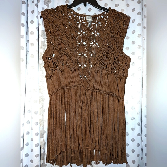 anthracite Jackets & Blazers - Macrame Fringe Vest/Kimono